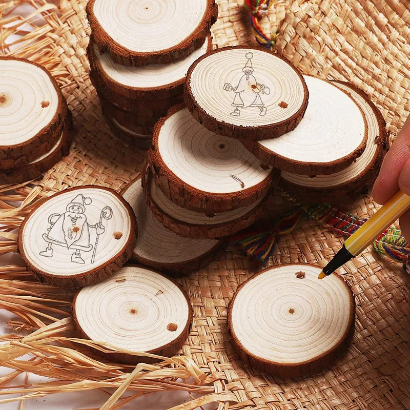 50 шт. деревянные ломтики из натурального дерева набор для рукоделия