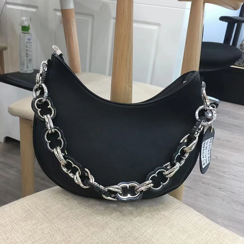 GALCAUR Elegant Solid Bag For Women Pu Leather Patchwork Chain Black Minimalist Solid Bags Females New 2021 Fashion Accessories
