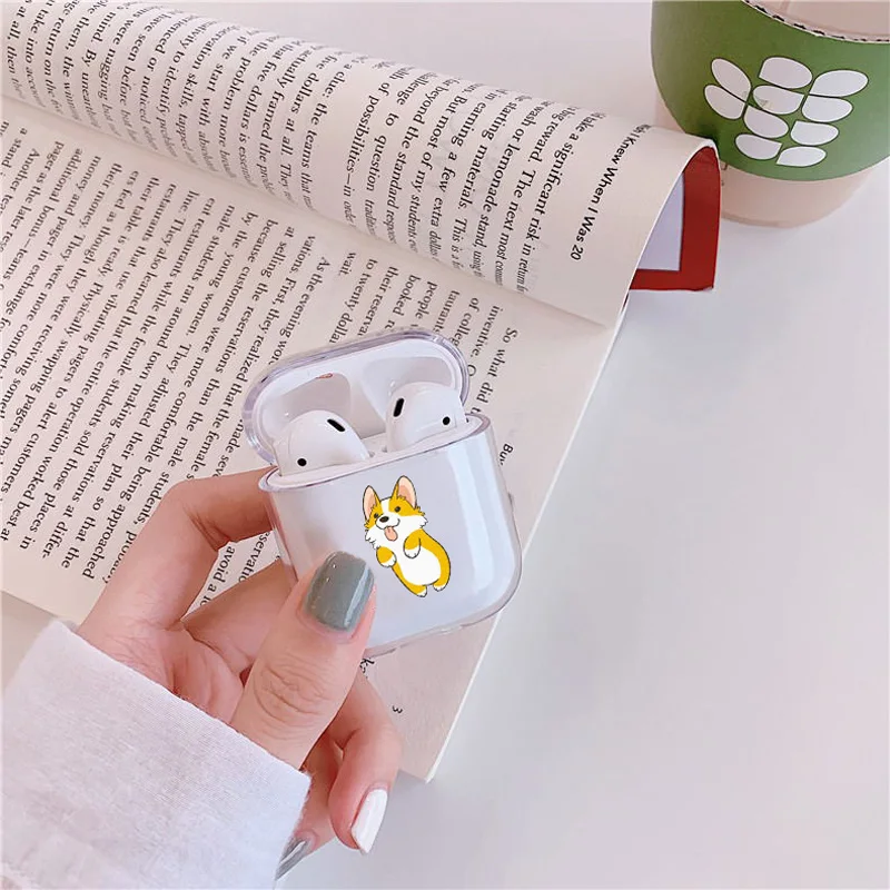 Жесткий прозрачный чехол для наушников Apple airpods 1 чехол Роскошные домашние животные собака корги прозрачный Air Pods чехол для Airpods 2 защитный чехол