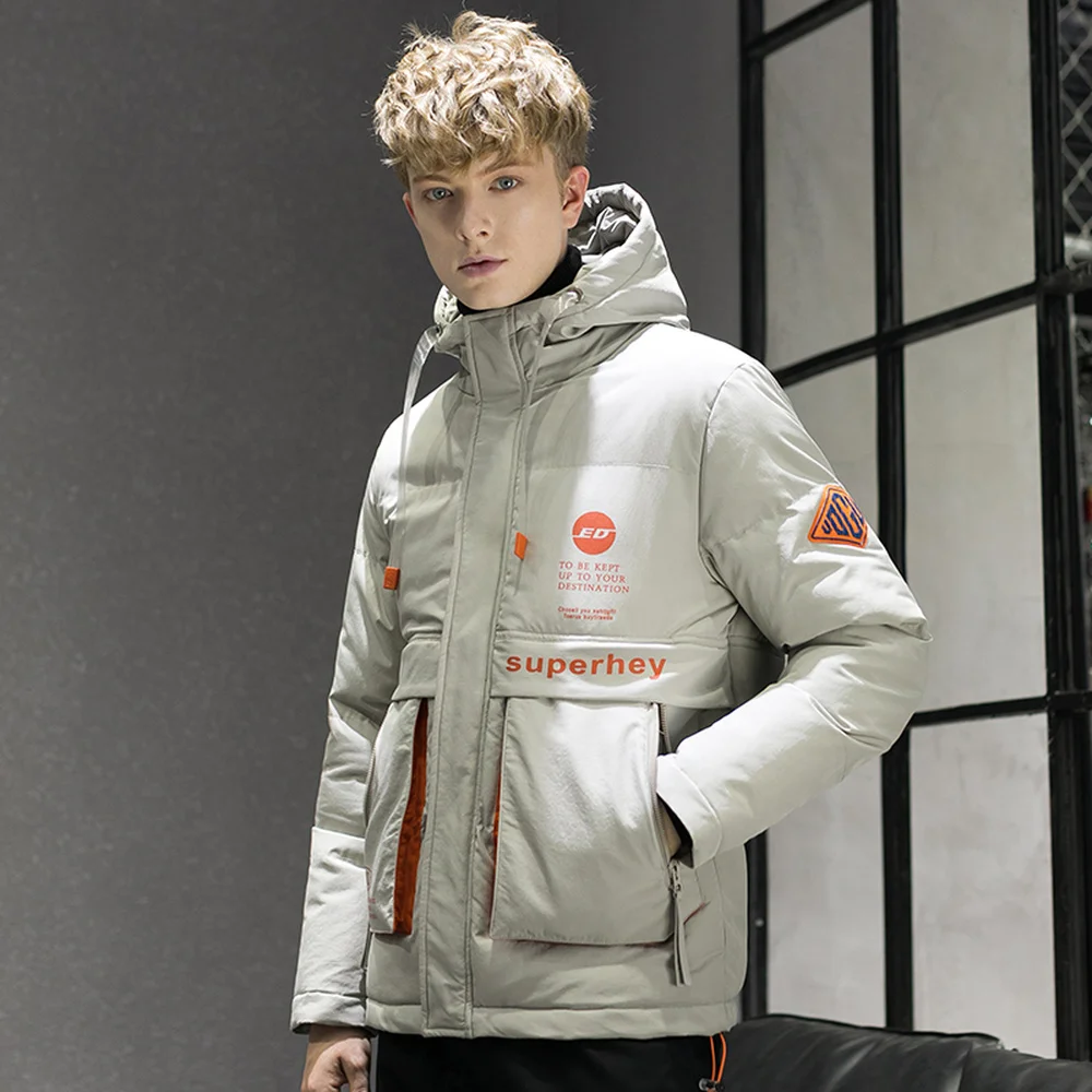 Covrlge Men's Casual Hooded Padded Jacket Men Winter Warm Thick Waterproof Jacket Parkas Coat Large Pocket Jacket Male MWM109