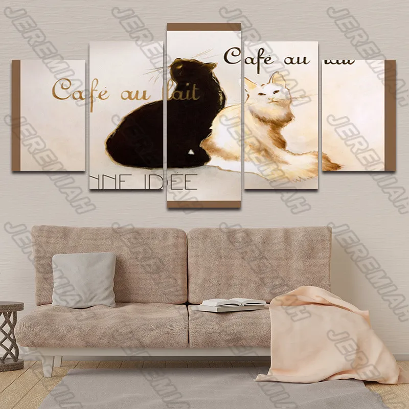 Черная персидская кошка и белая плакат в скандинавском стиле настенная Картина