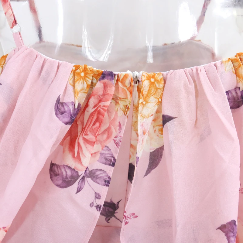 COSYGAL элегантное розовое платье с цветочным принтом женские длинные платья