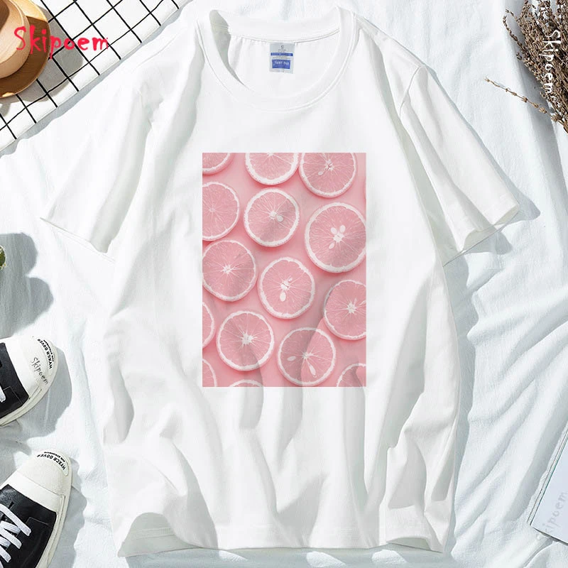 

Pink Lemon Women Tshirt Aesthetic Vintage Punk Harajuku Kawaii Korean Style Gothic Tumblr Plus Size Cotton Clothes Streetwear