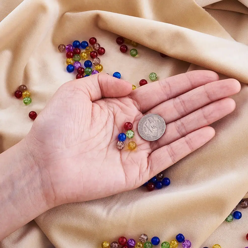 200 шт. 6 мм разноцветные Круглые Стеклянные Бусины с трещинами для