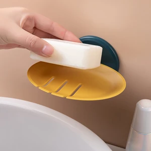 Soap dish Soap Box Drain Soap Holder Box Bathroom Shower Soap Holder sponge Storage Tray Creative Sucker Water-free Storage Box