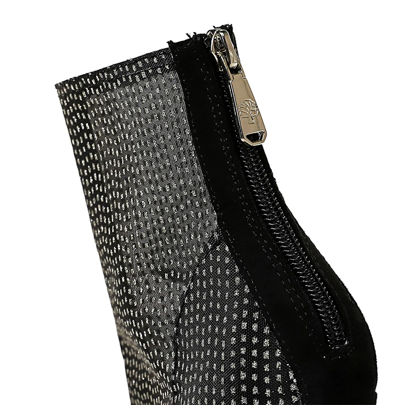 

Boots For Women Fashion Pointed Toe Mesh Bud Silk Hollow Out High Heels