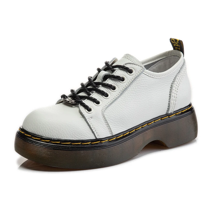 

Новинка осени 2021, кожаные туфли первого слоя, женские повседневные туфли на толстой плоской подошве