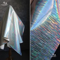 iridescent pu leather rainbow silver wire drawing diy patches cosplay decor bags dress stage clothes designer fabric