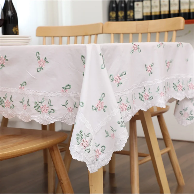 

Japan Cotton Linen Tablecloth Pastoral Embroidery Table Cover for Table White Round Table Cloth Coffee Table for Living Room