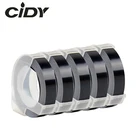 Черные пластиковые 3d-наклейки cidy 5PKS S0847720, 9 мм * 3 м, тиснение, белая печать на черных этикеточных лентах для DYMO 1610157512965 motex e101