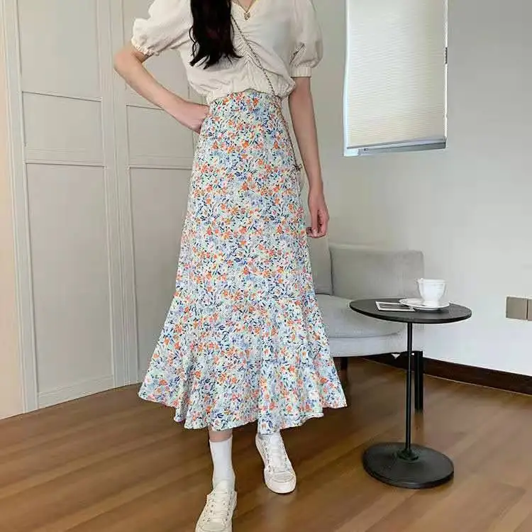 Женская шифоновая юбка с высокой талией элегантная летняя юбка-годе в богемном