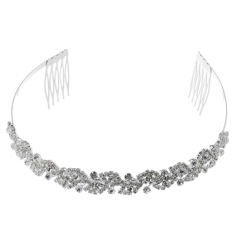 

Wholesale Rhinestones Crystal Tiaras Bride Wedding Silver Plated Crown Women Headband Accessories Birthday Party