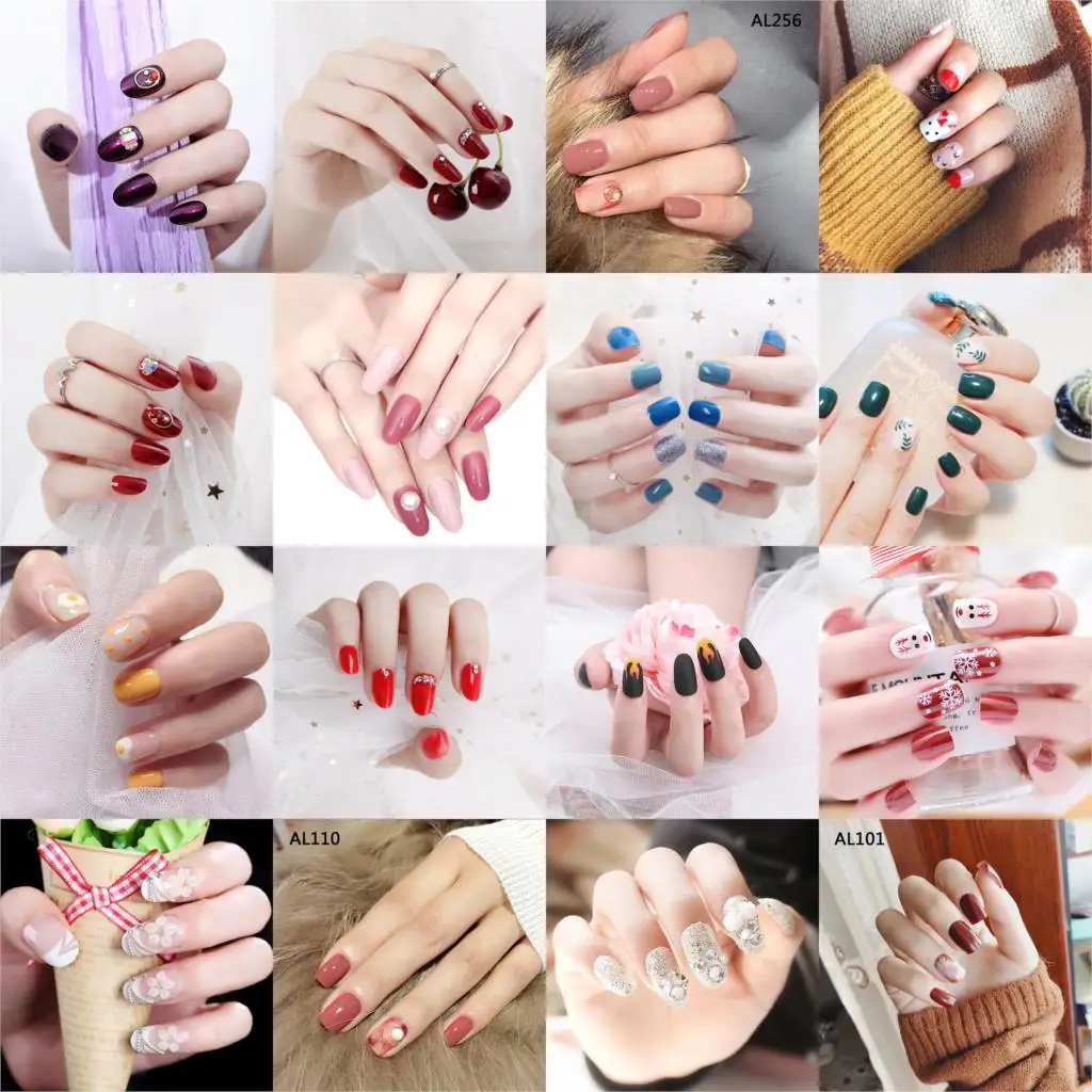 24pcs Punk Fire Pattern Matte False Nails Dark Black Short Round Head Full Cover Nail Tips Art Candy | Красота и здоровье