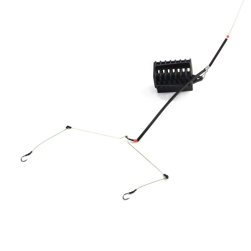 

1 Piece Lure Trap Feeder Carp Fishing Group Hair Rig Black Bait Cage With Barbed Carp Bait Holder Hook 20-80g 03