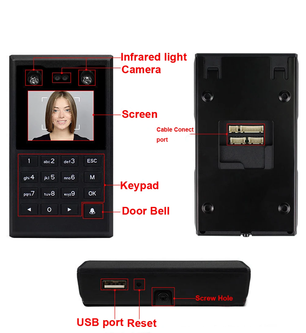 2 8 inch tcpip face recognition access control 125khz rfid keypad system software biometrics password free global shipping