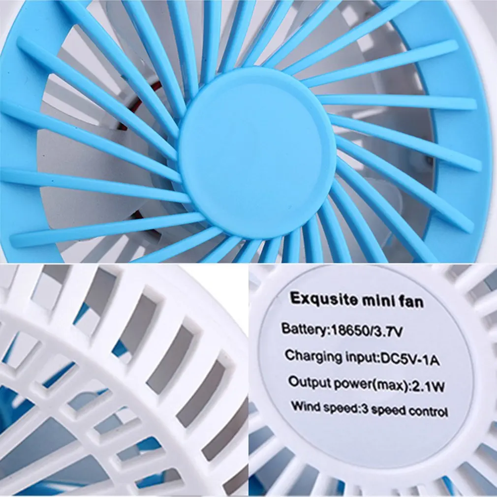 

Mini USB Rechargeable 3 Speed Modes Desktop Fan PC Laptop Air Cooler Cooling Portable