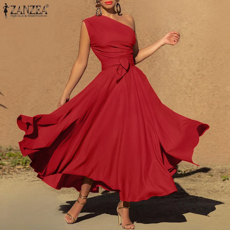 Платье ZANZEA женское вечернее без рукавов элегантный длинный сарафан с открытыми