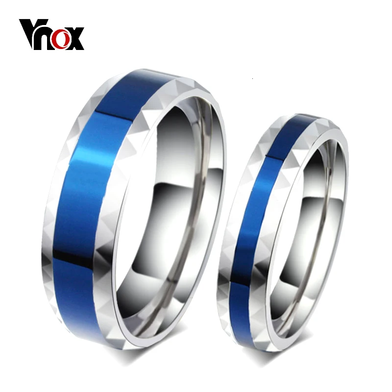 Vnox ромб поверхность свадьбы кольца для мужчин и женщин из нержавеющей стали пара