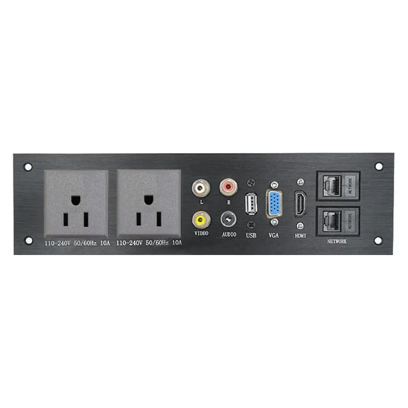 US SOCKET Панель из алюминиевого сплава AC 110-240V USB аудио VGA Сеть HDMI интерфейс UK/EU/US/CN электрическая розетка плата питания Китай переходник - Цвет: US SOCKET