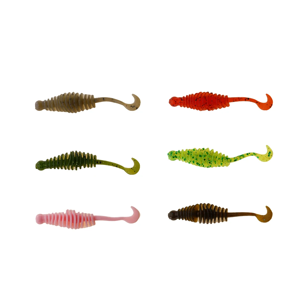 

BassLegend Fishing Small Soft Plastic Silicone Grub Worm Shad Swimbait Realistic Carp Bass Pike Trout Walleye 60mm/1g 20 pcs