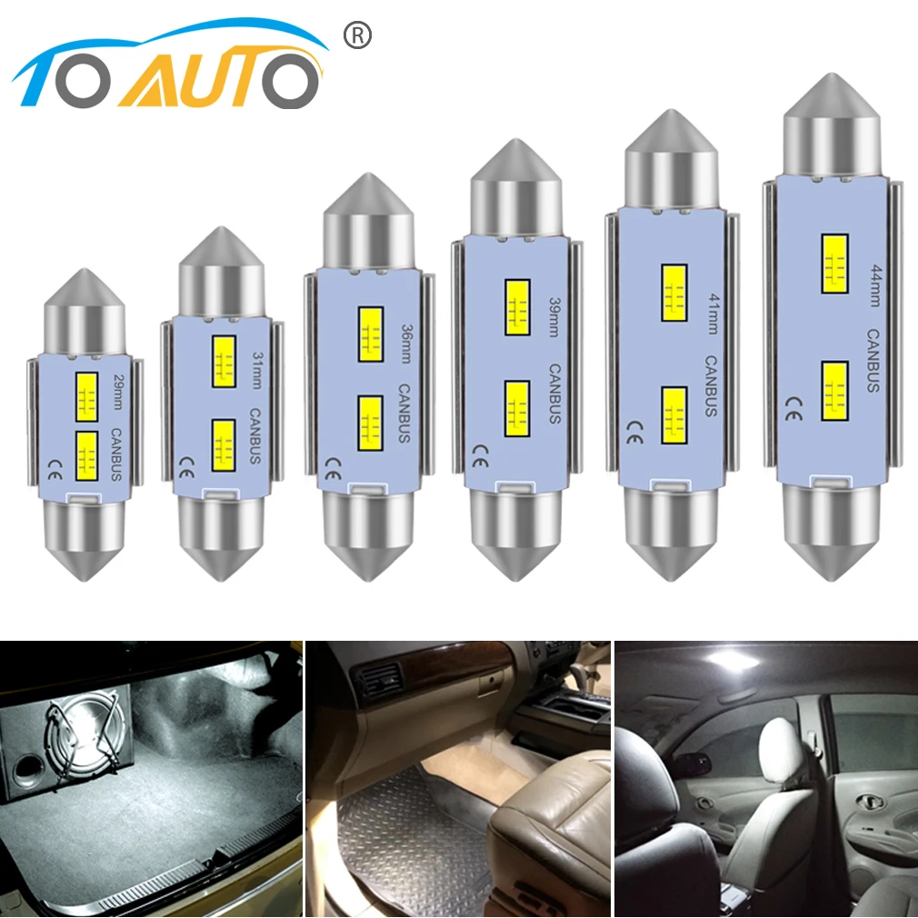 Светодиодная лампа Canbus CSP C5W C10W светодиодная гирлянда 29 мм 31 36 39 41 44 купольная для
