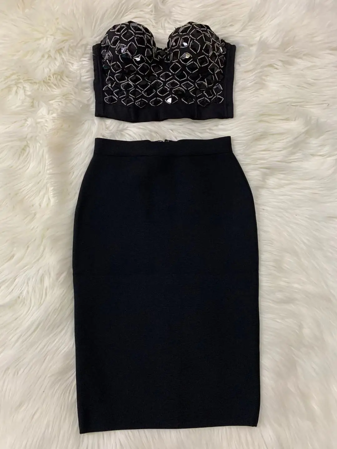 

Ocstrade elegant Diamonds Bandage Dress 2021 New Women Summer Sexy Strapless Red Bandage Dress Bodycon Club Night Party Dress