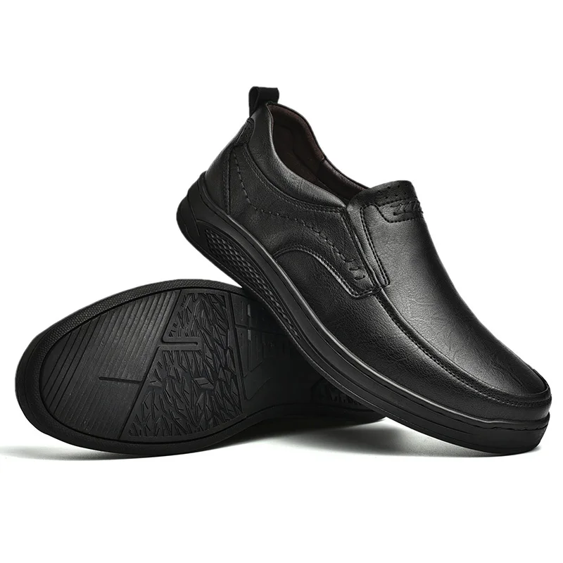 Business Genuine Leather Shoes Men Slip On Loafers Casual Handmade Comfortable Flats | Обувь