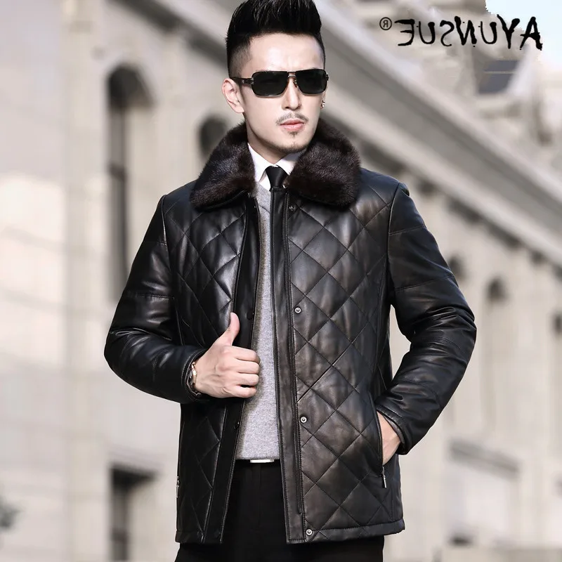 

Men's authentic jacket, winter sheepskin coat, Mink Collar, a14dy1290, yy305