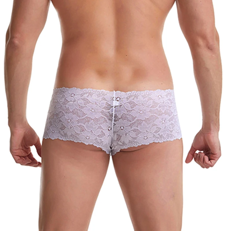 Мужское нижнее белье боксеры кружевные трусы с низкой талией сексуальные