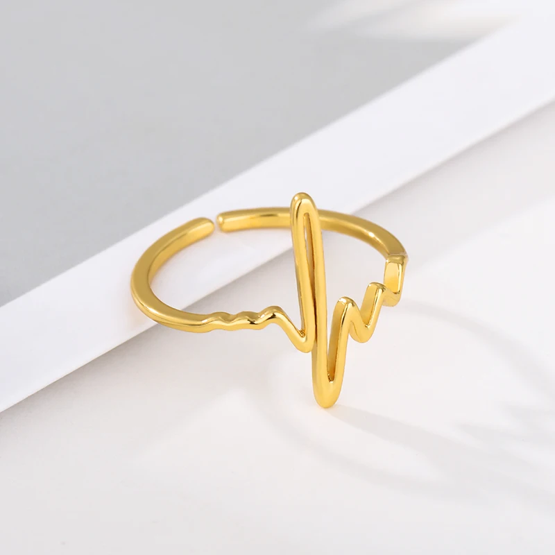 Женское кольцо в форме волны регулируемое из нержавеющей стали Пляжная