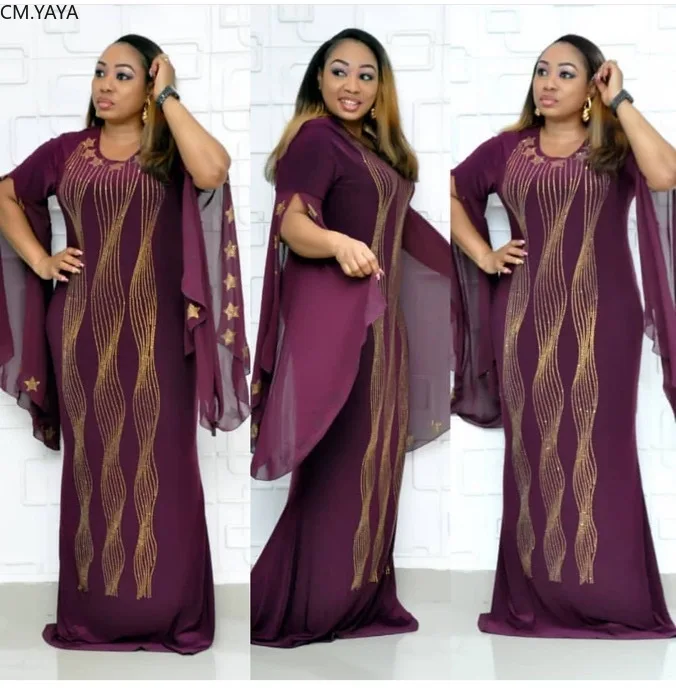 Женское вечернее платье макси с разрезом расшитое стразами длинным рукавом в