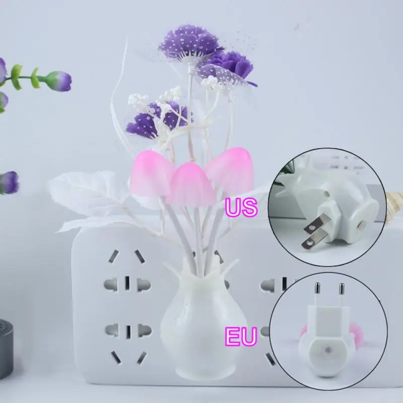

Night Light bedroom Bedside Light Sensor Control Led Lamp Mushroom Tulip Flower Nightlight for Home Decor night lamp US/EU Plug