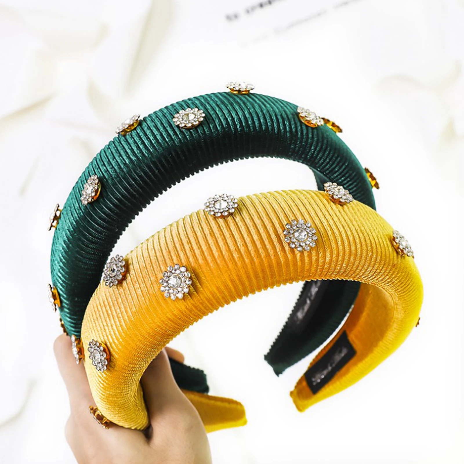 Новинка модная теплая повязка на голову блестящая полосатая толстая губка