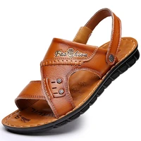 vastwave open toe men sandals leather mark thread sewing mens summer slippers welt stitching movement strap sandals for men