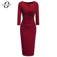 women elegant fashion solid color wear to work dresses business office vinatge bodycon formal dress eb600