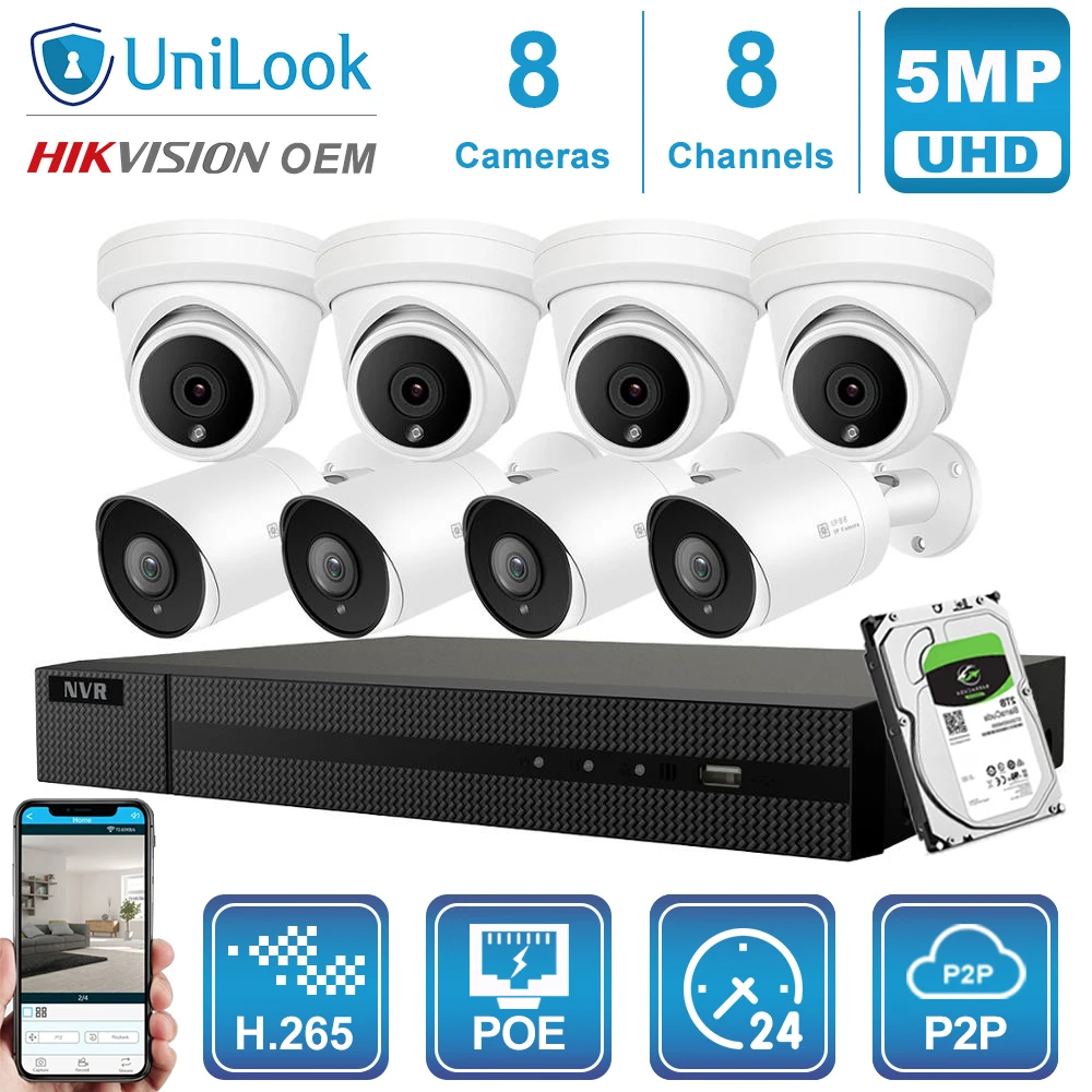 4-Dome 4-Bullet kit Hikvision OEM 8CH 4 к NVR 5MP купол/пулевые смешанные POE IP Камера 4/6/8 шт. комплект открытый системы безопасности CCTV NVR Kit с 1/2/4 ТБ HDD - Цвет: 4-Dome 4-Bullet kit