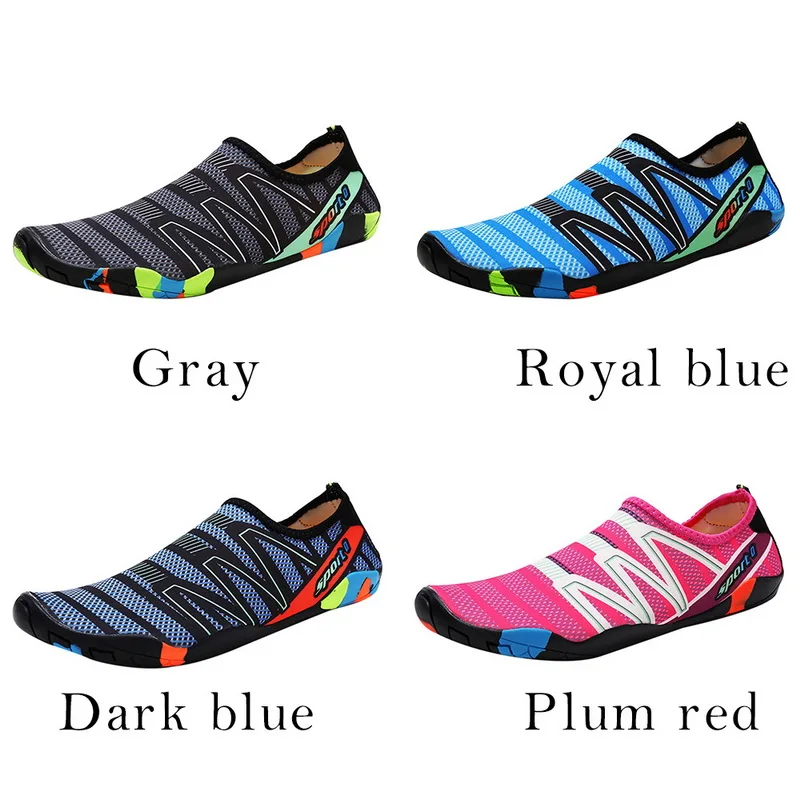 

2020 Men Beach Outdoor Wading Shoes Swimming Slipper On Quick-Drying Shoes Skin Sock Striped Water Shoes