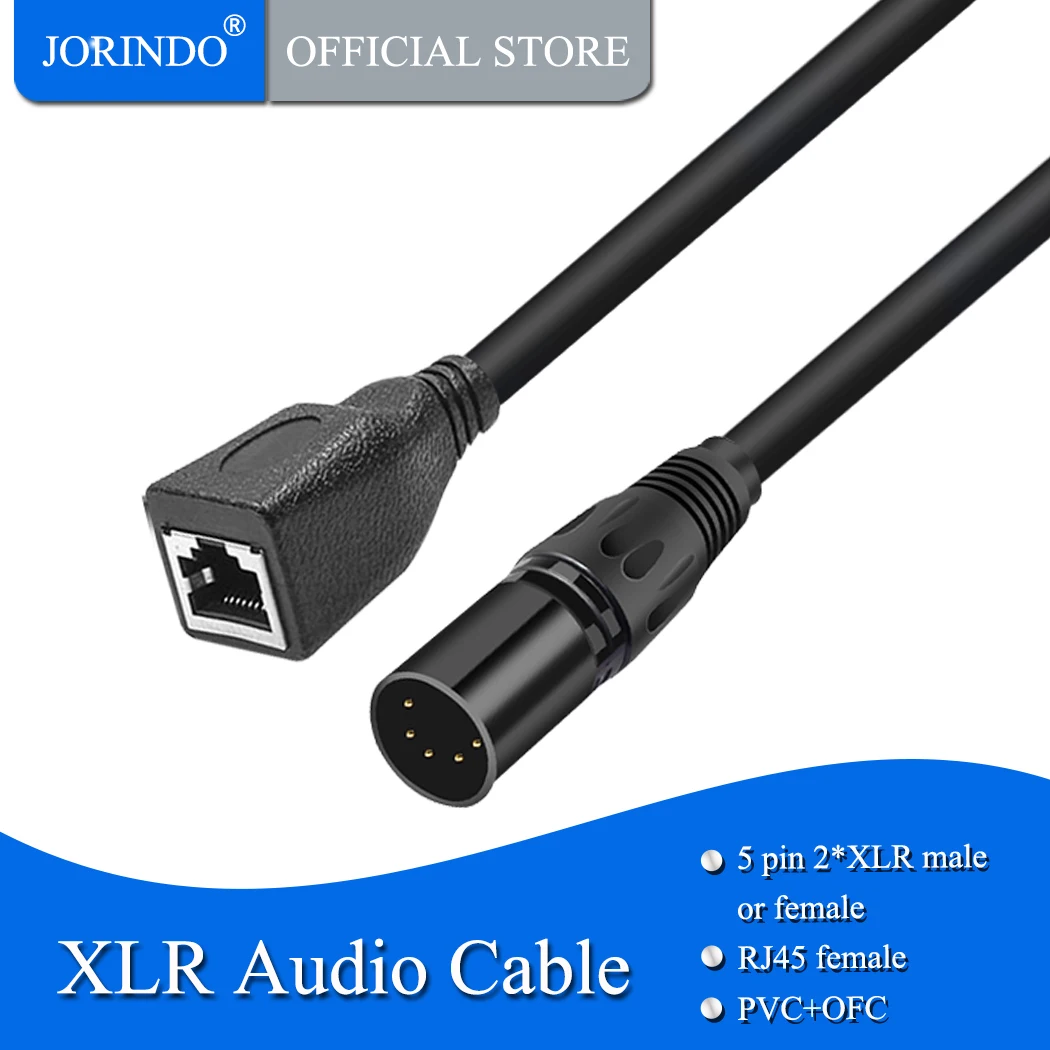 Jorinдо 0 3 м/фута RJ45 от бедра к 5 ядерному XLR Штекерная или гнездовая линия передачи