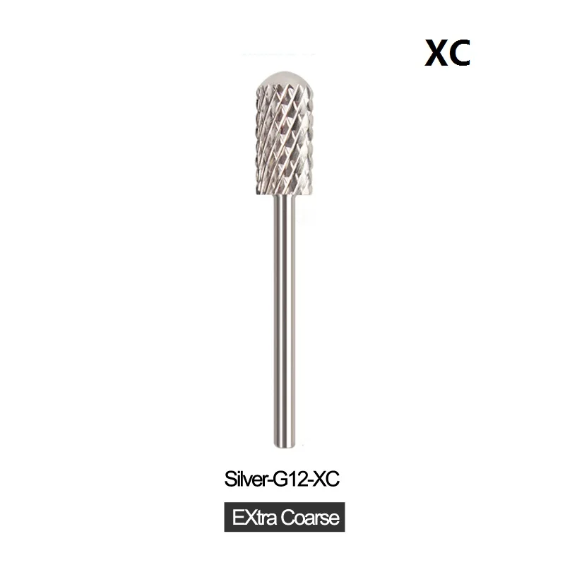 Silver-G12-XC 1 шт. Карбид фрезы для ногтей для маникюра машина для ногтей аксессуары резак маникюрная мельница маникюрные фрезы - Цвет: Silver-G12-XC