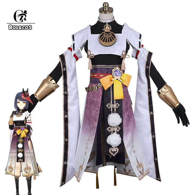 

ROLECOS Game Genshin Impact Kujou Sara Cosplay Costume Sara Cosplay Costume Sexy Women Dress Outfits Halloween Mask Full Set