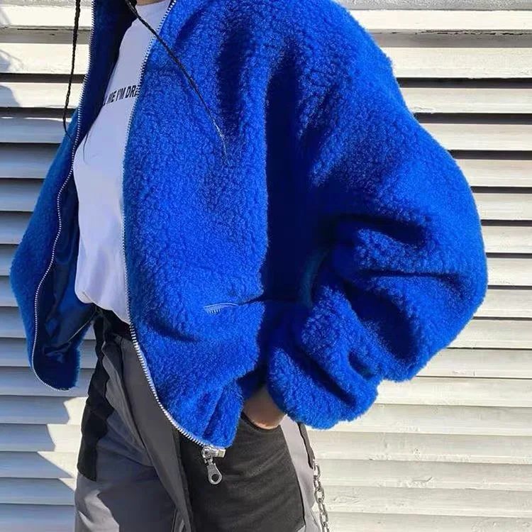 Хип хоп панк готический электро оптический синий имитация кашемира молния