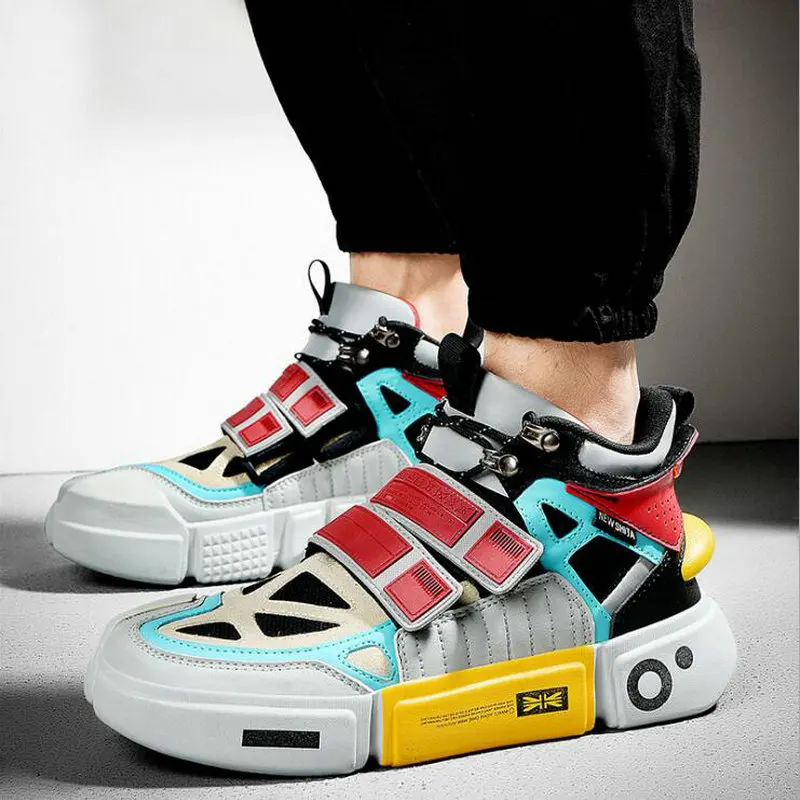 Модная дышащая легкая Уличная Повседневная обувь Мужские высокие кроссовки в