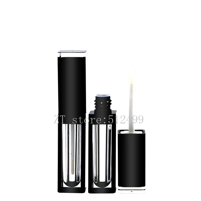 

10/25/50pcs 4ml Empty Square Clear Lip Gloss Tube ABS Lip Glaze Bottle Refillable Black Lid Portable Lipgloss Container Package