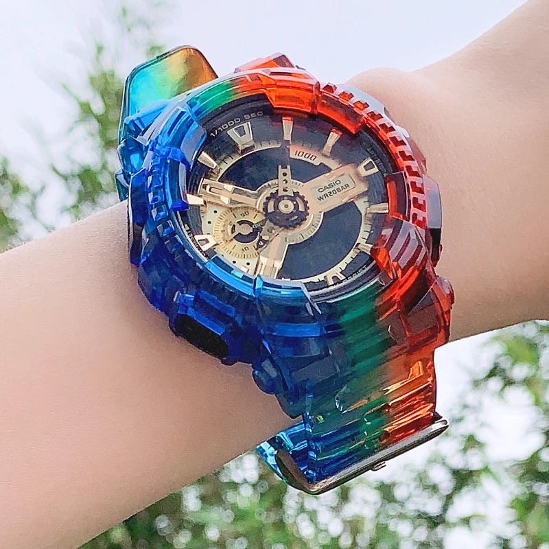 

Colorful Soft Sport Watch Band Case Bezel for Casio g-shock GA100 GA110 GD120 Strap GSL100 GA-140 Frame Accessories with Tools