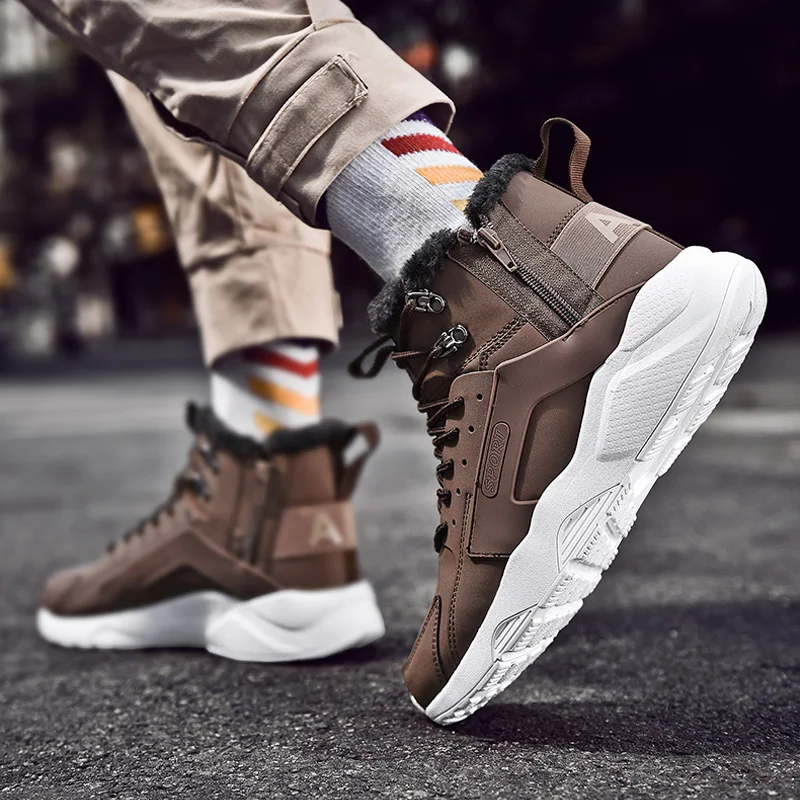 

Winter New Men's Casual Shoes Plus Fur Warm Adult Shoes Men Outdoor Sneakers Brand Male Footwear Chaussures Homme Plus Size 46