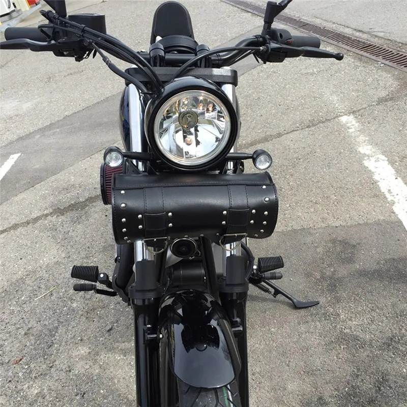 Universal Motorcycle Front Fork PU Tool Bag Saddle Bag Storage Pouch Luggage Handlebar Leather Large Capacity universal 1 pairs green motorcycle pvc water proof saddle bag luggage storage outdoor travelling bag large capacity for ducati