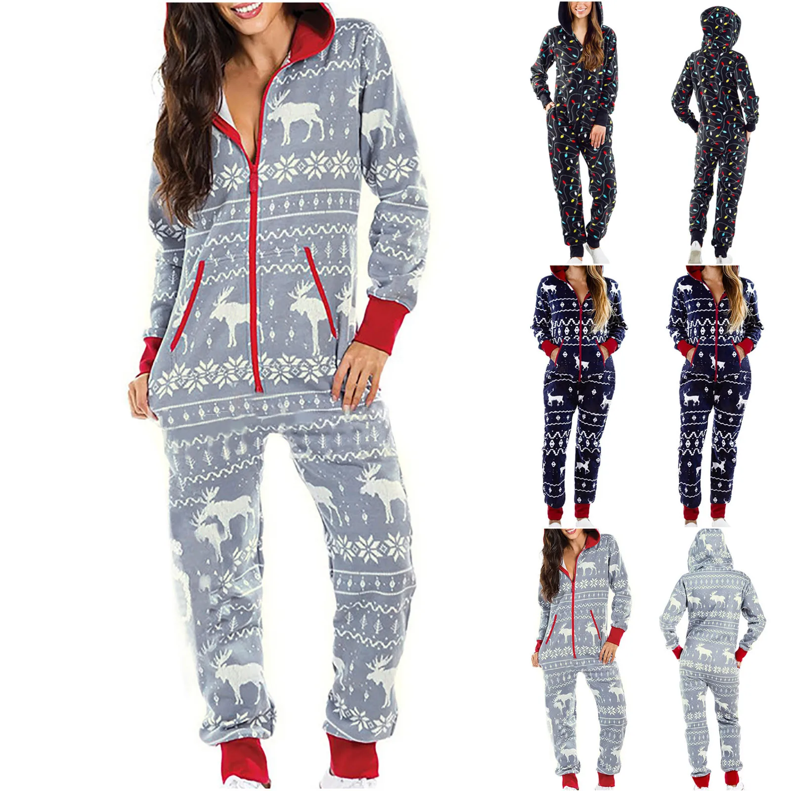 

Women's Xmas Lounge Sleepwear 2022 New Autumn Winter Clothes Casual Women's Christmas Jumpsuits Homewear Pajamas Rompers