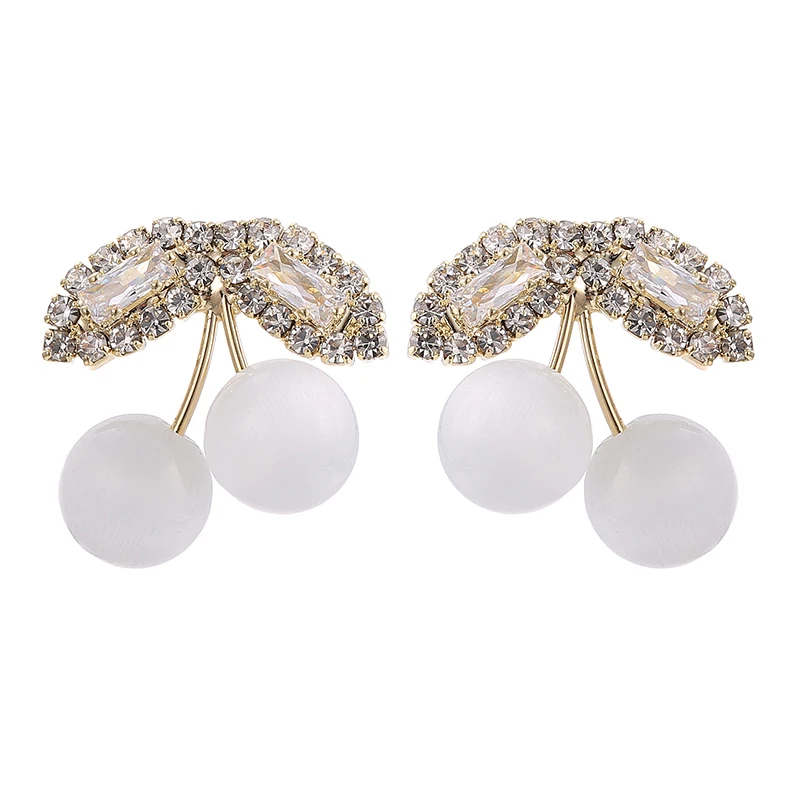 

Cute Cherry Shape 3A Cubic Zirconia Opal Stone Light Earings Fashion Cherry Earrings Studs Earrings 2021