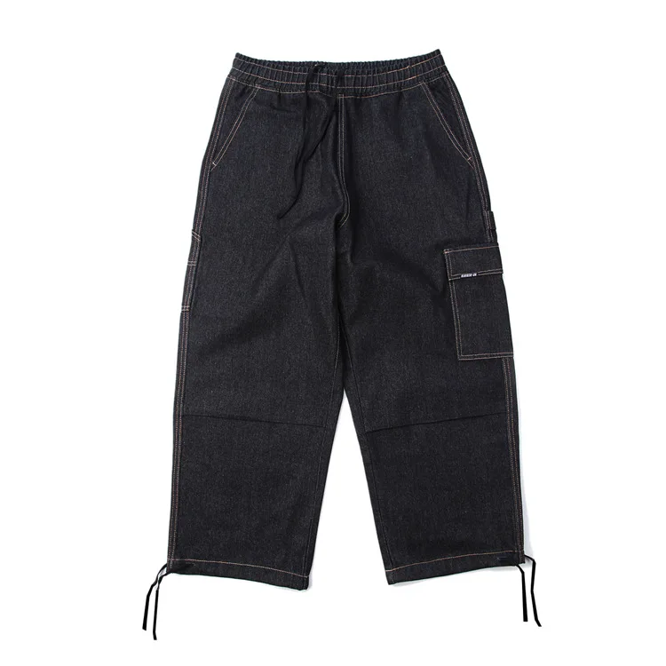 

20 New May troupe, Japanese Popular Logo Jeans ultra-loose Overalls Torre Pants wide-legged Pants men's Leisure