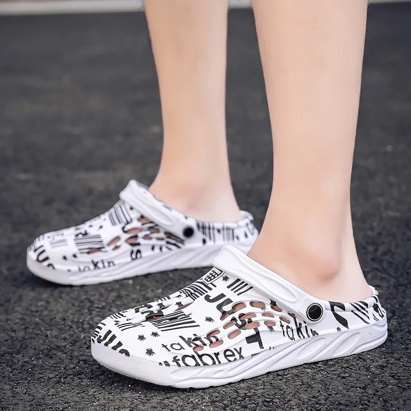 Мужские и женские летние пляжные сандалии удобные сабо из ЭВА с принтом уличные